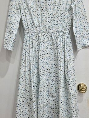 Rosie Assoulin White Dress with Blue and Green Floral Print